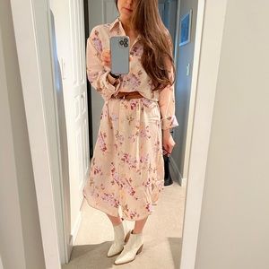 Floral long button up dress